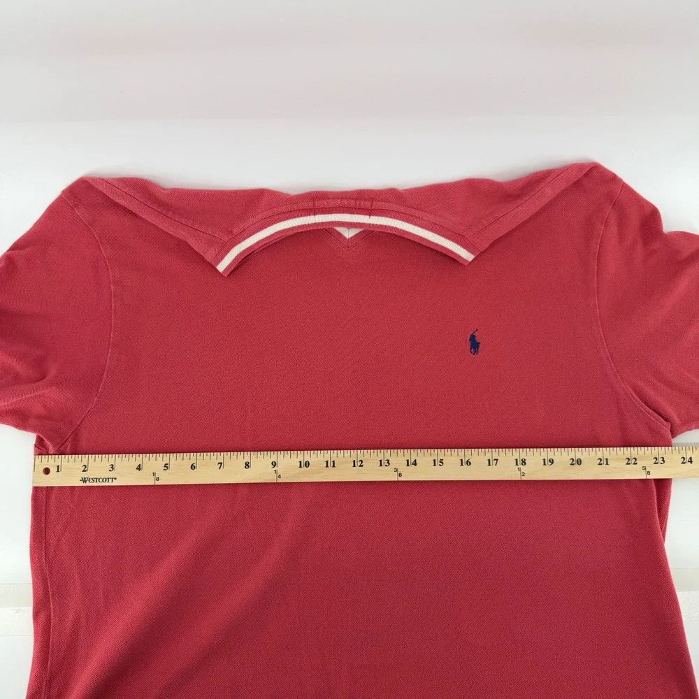 Polo Ralph Lauren Men's XL Red V-Neck Polo Shirt Embroidered Pony Classic Casual